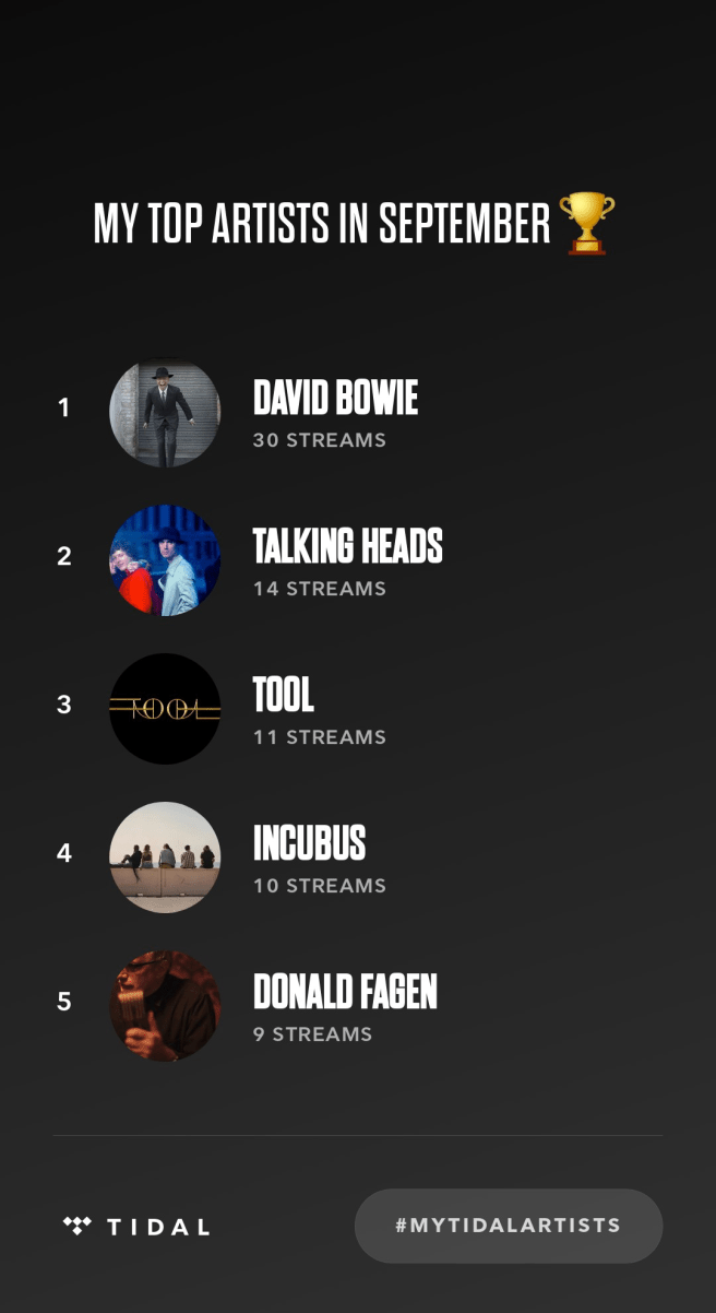 Tidal Steams For&nbsp;September